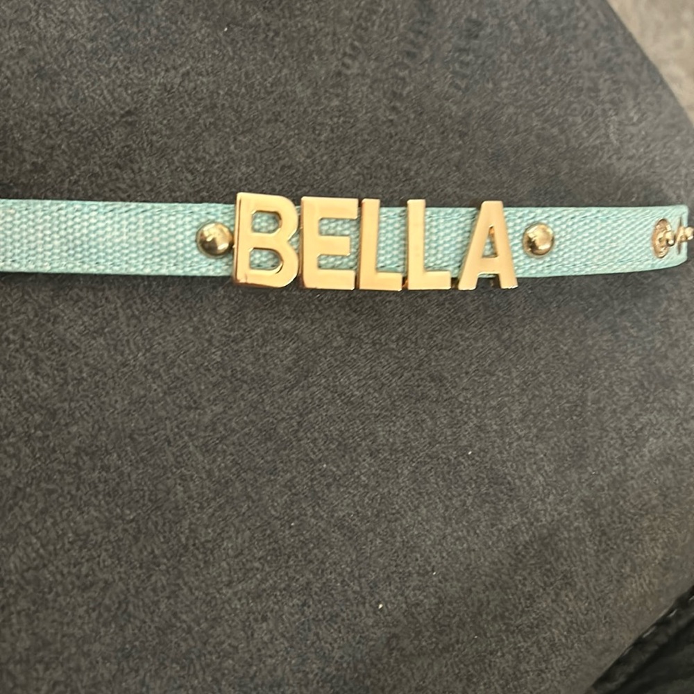 BCBGeneration “Bella” Word Bracelet Light Blue and Gold